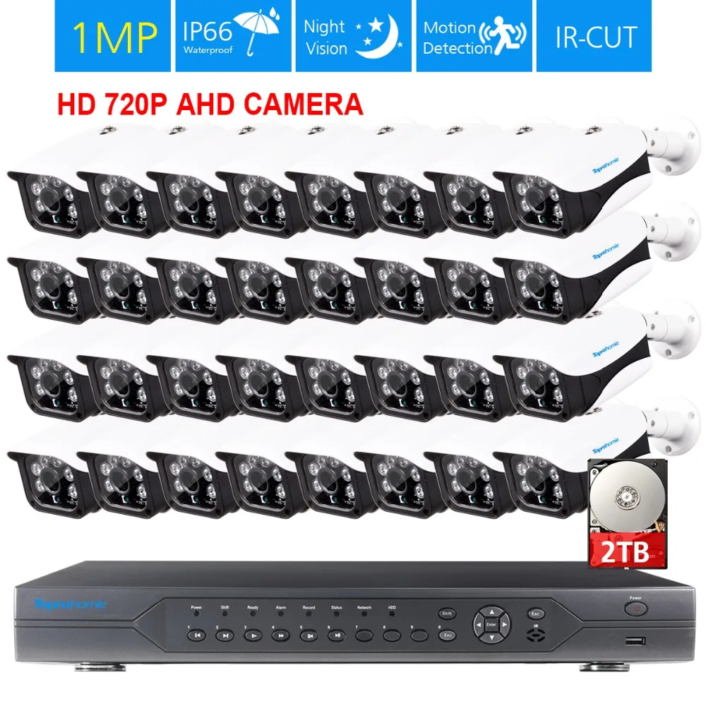 Полный 32CH AHD HDMI 1080 p DVR система с 32 шт 1MP 720 P CVI безопасности Открытый комплект