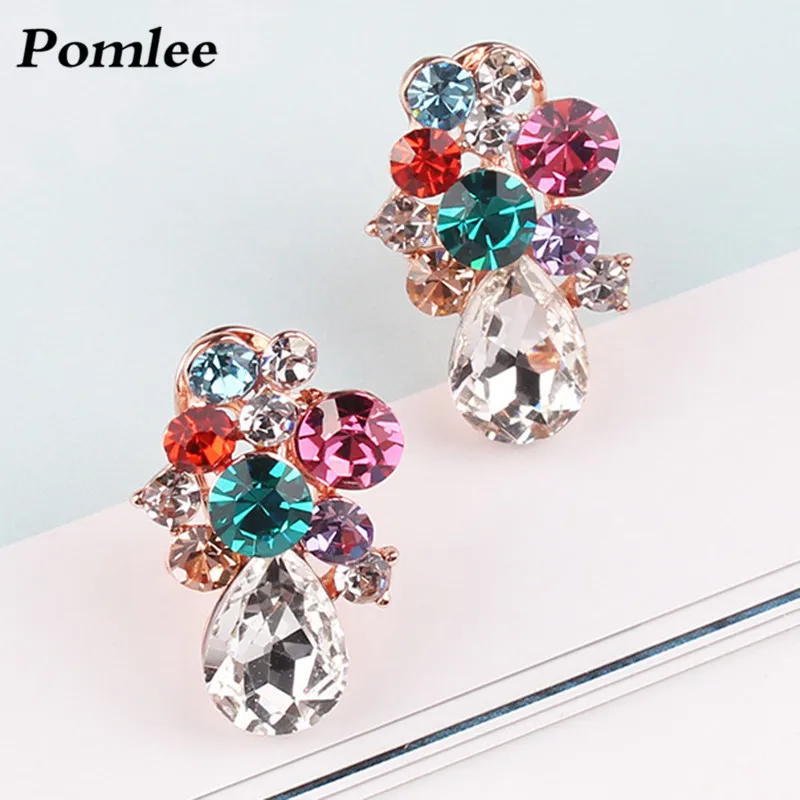Pomlee корейские красочные богемные Свадебные Эффектные серьги стеклянные