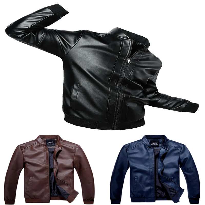 XingDeng New fashion Waterproof Zipper top jacket men brand moto biker PU leather mens stand neck jackets coats plus 3xl | Мужская