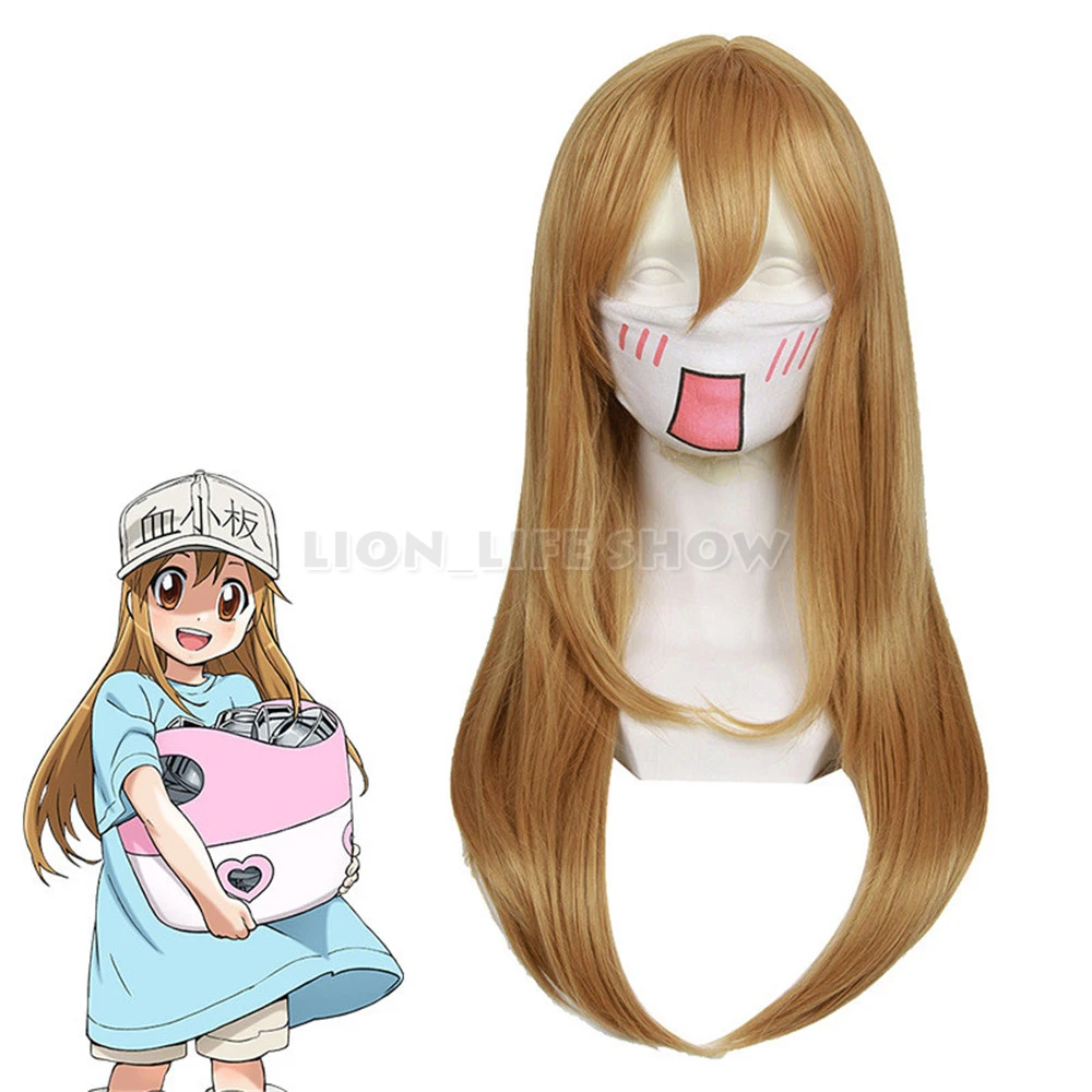 

new Anime Hataraku Saibou Cosplay Wigs Cells At Work!Blood Platelet PLT Long Straight Blonde Synthetic Hair for Adult girls