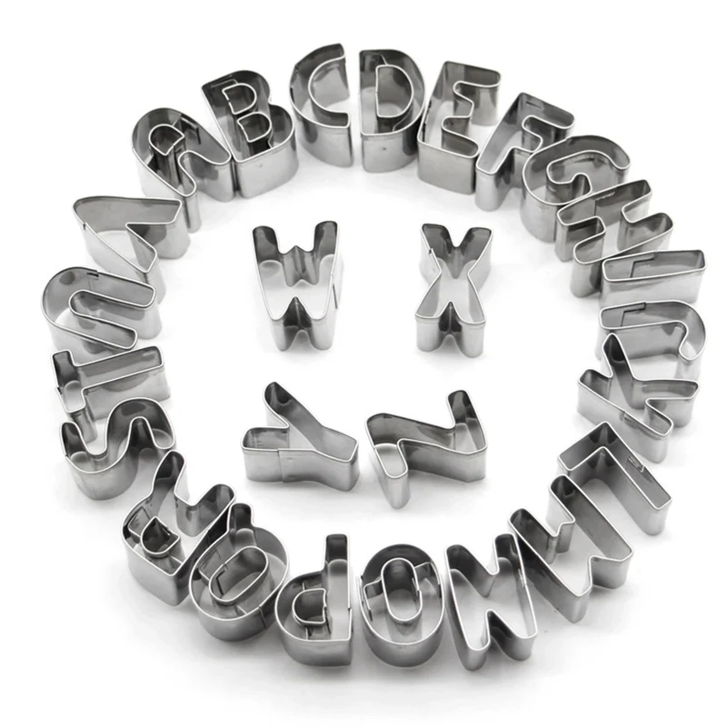 26 Letters Stainless Steel Cookie Cutter Alphabet Biscuits Mold Pastry Shaper Mould Baking DIY Fondant Wedding Decoration Tool | Дом и сад