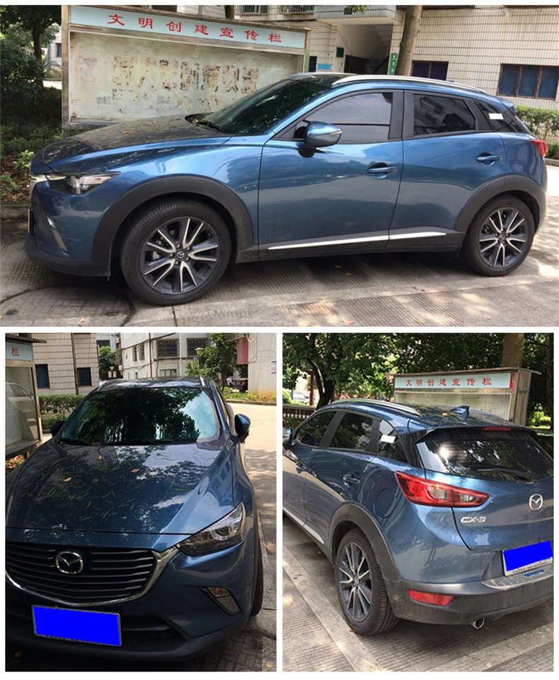 Для Mazda CX-3 CX3 алюминиевый сплав Серебристые верхние рейки на крышу стойки боковые бруски декоративная отделка автомобильные аксессуары