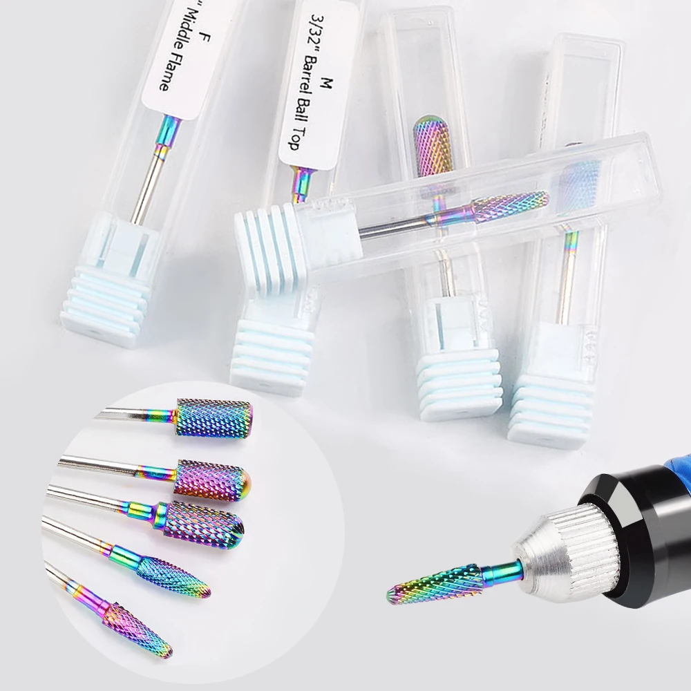 5 style Blue Tungsten Round Flame Carbide Burrs Nano Coating Nail Drill Bit Metal Bits Manicure Electric Accessories | Красота и