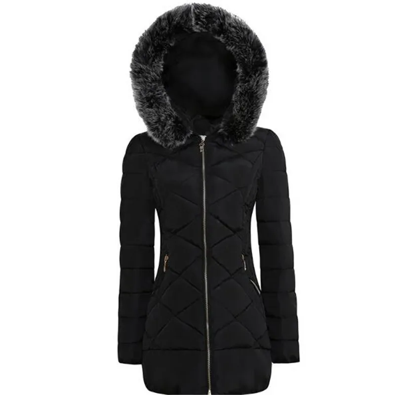 

2017New Jacket Heavy Hair Collar Women Winter Coat Thick Eider Down Cotton Ladies Parka Big Yards Long Winter Outerwar A0091