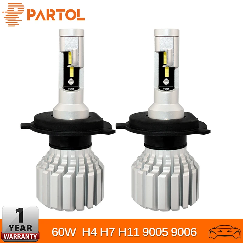 Partol H4 H7 H11 9005 9006 светодиодные фары Противотуманные автомобиля 60 Вт 7000LM 6500 K