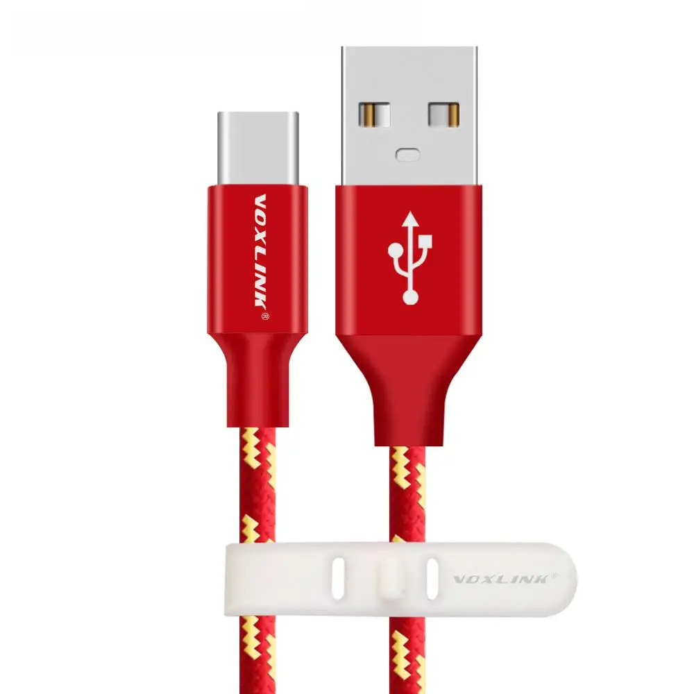 Red VOXLINK usb type-C кабель 1 м для быстрой зарядки и синхронизации данных usb type-C кабель для xiaomi mi5 One Plus 2 ZUK Z1 huawei samsung USB C кабель - Цвет: Red