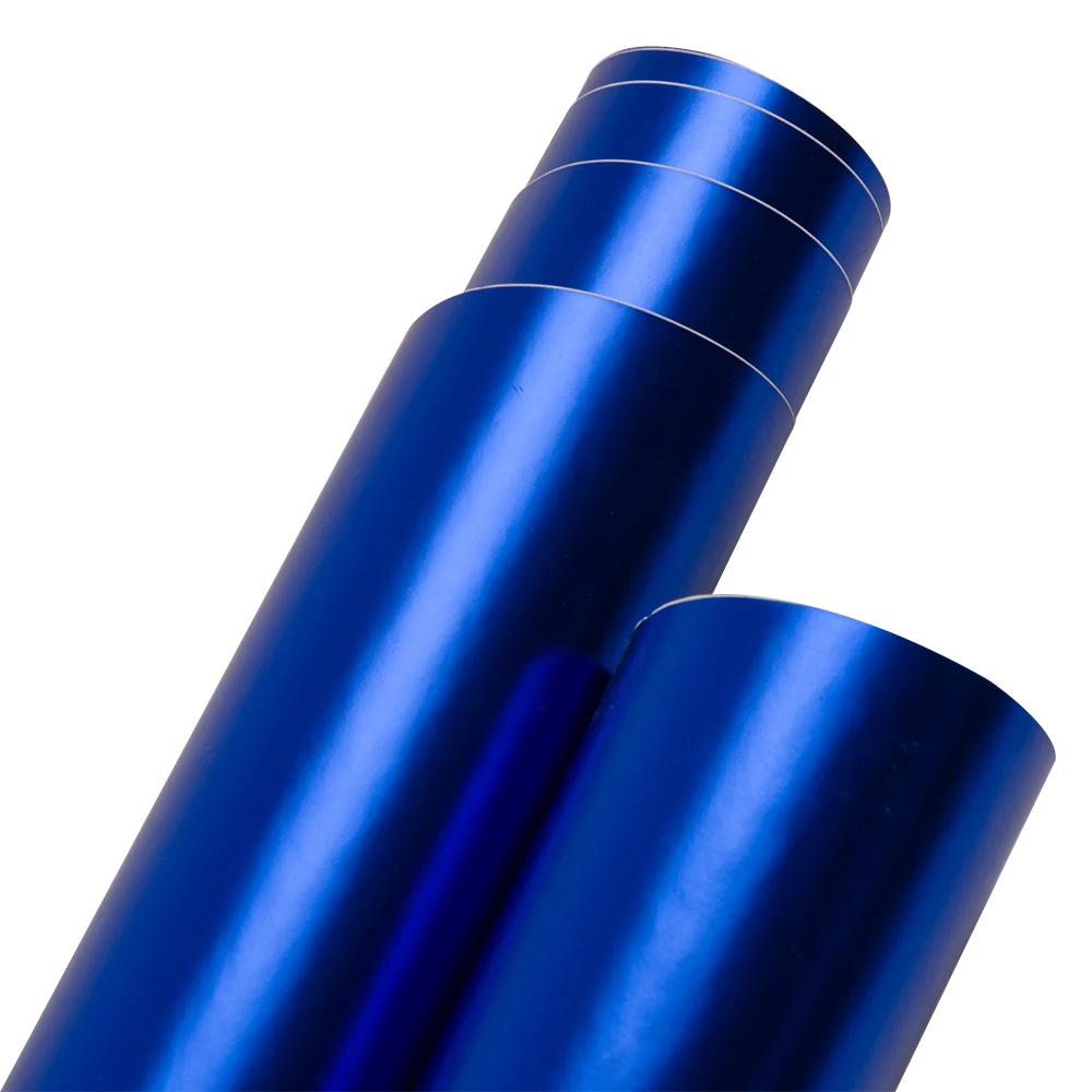 Темно-Синяя атласная хромированная виниловая обертка эластичная прилегающая к