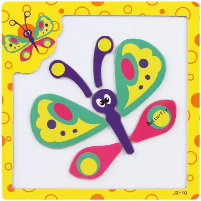 Butterfly Детские деревянные игрушки 3D Магнитные Головоломки фигуры на доску/Животные познавательные головоломки игрушки для детей творческие Раннее Обучение - Цвет: Butterfly