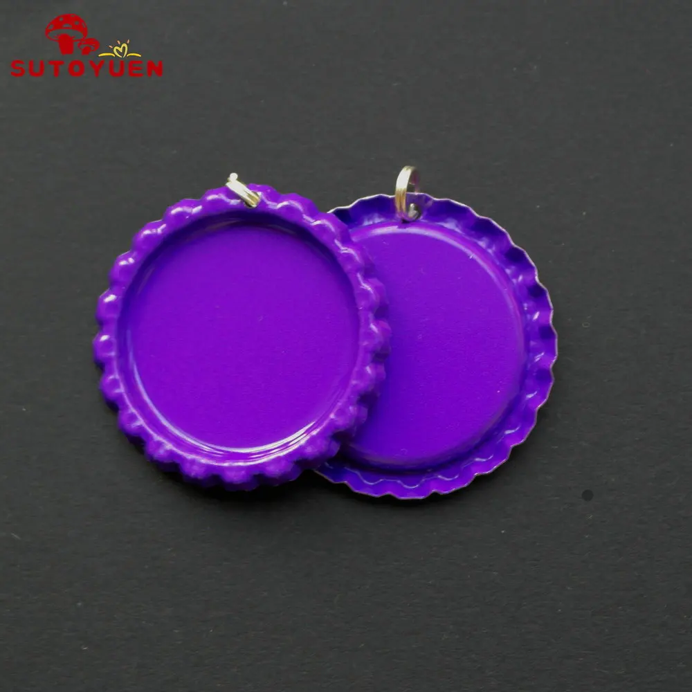 purple SUTOYUEN 160 шт " Цветные фланцевые крышки для бутылок с разделенным кольцом отверстие для поделок аксессуары ювелирные изделия подвески смешанные 16 цветов - Окраска металла: purple