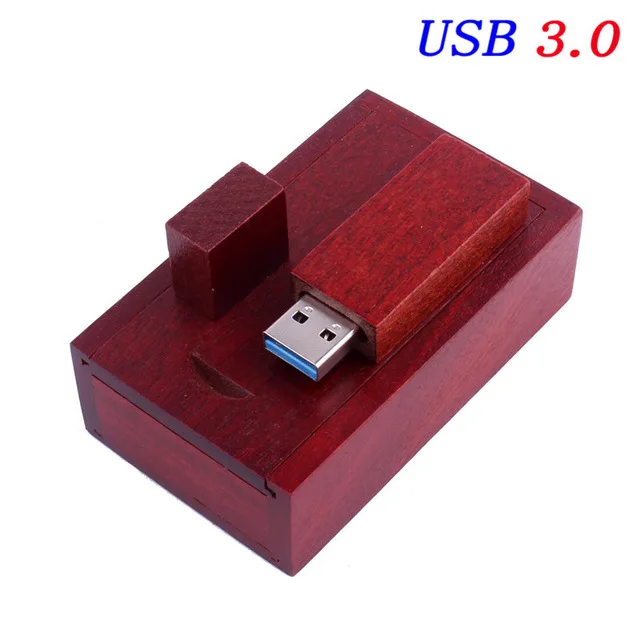 JASTER USB 3,0 флэш-накопитель в деревянном корпусе с логотипом на заказ Бамбук usb с коробкой usb флэш-накопитель карта памяти, Флеш накопитель pendrive 8GB 16GB 32GB 64GB - Цвет: Rose wood