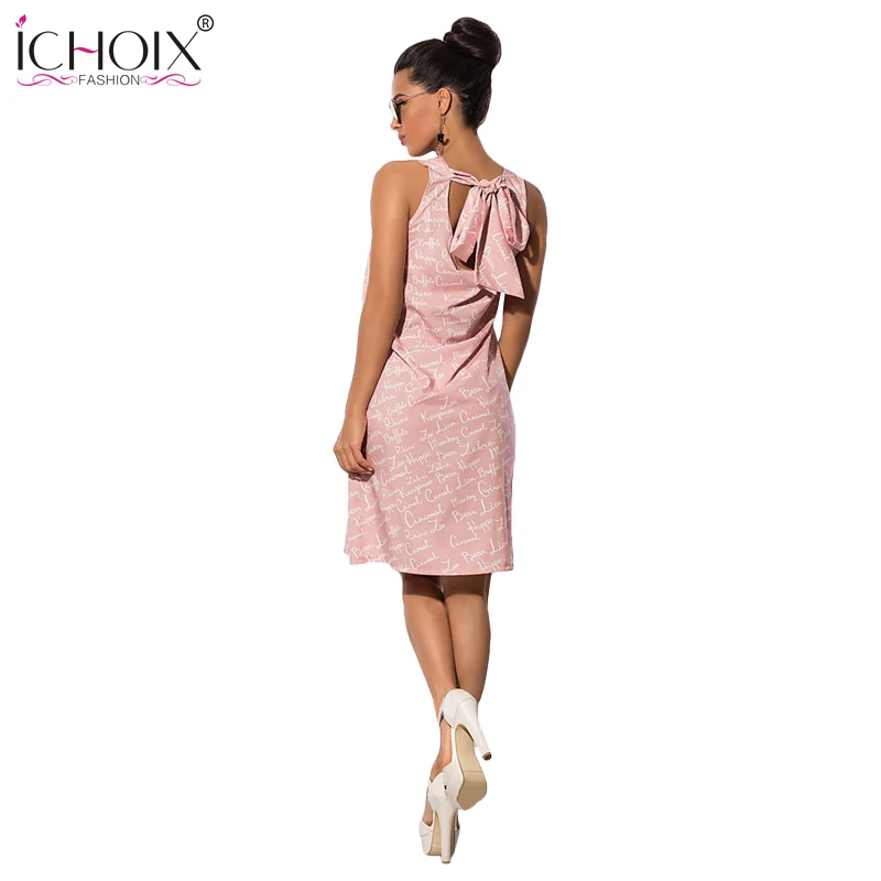 Модные летние женские платья с буквенным принтом 2019 пикантное шифоновое платье