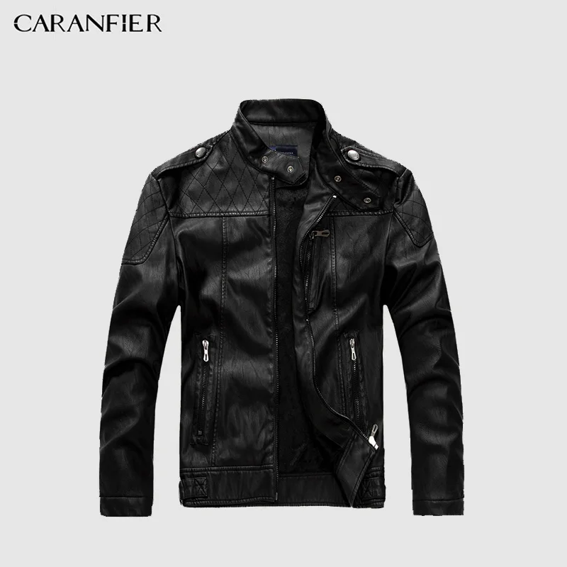CARANFIER мужские кожаные куртки модные деловые повседневные в мотоциклетном стиле
