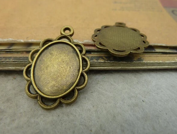 

60pcs/lot) 19*29mm Inner size 13x18mm Alloy/Metal Antique Bronze Blank Lace Cameo cabochons base Settings DIY Spacers Findings