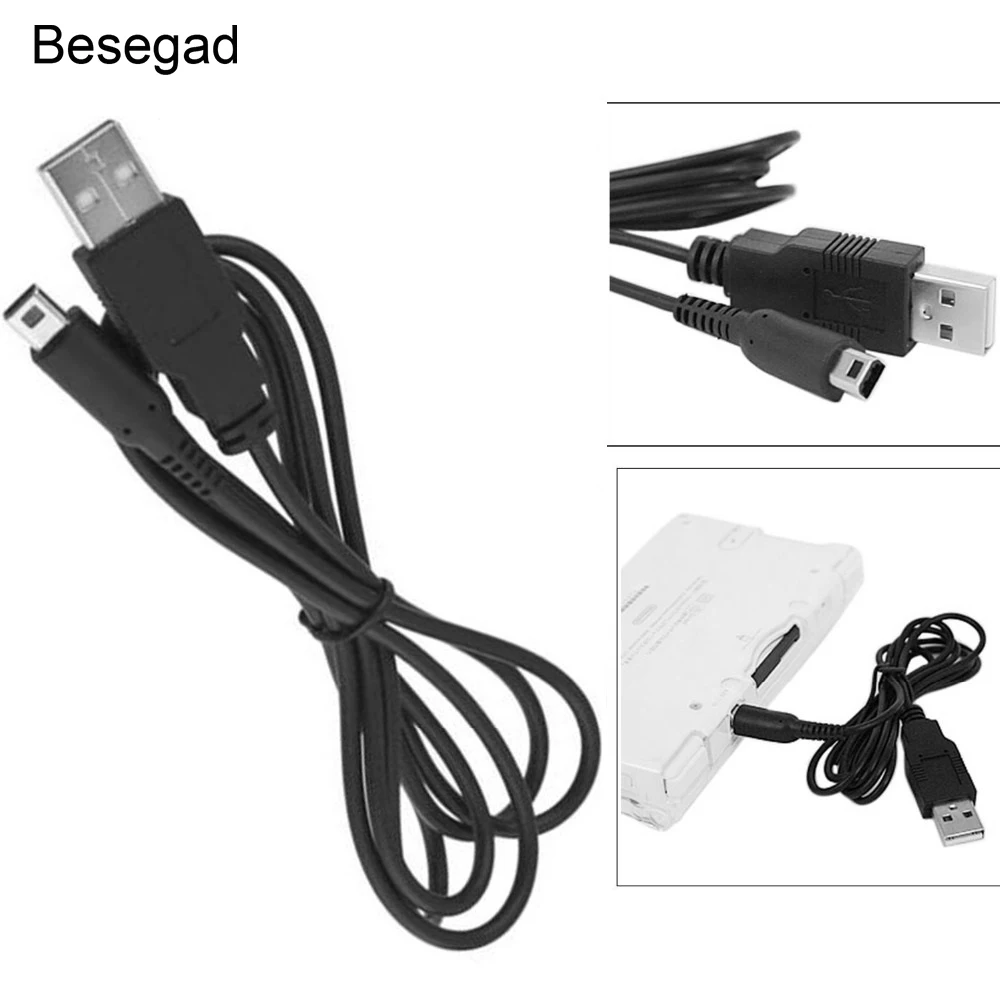 Кабель зарядный Besegad USB 1 м шнур для Nintendo 3DS DSi XL LL 3DSLL 3DSXL игровые аксессуары