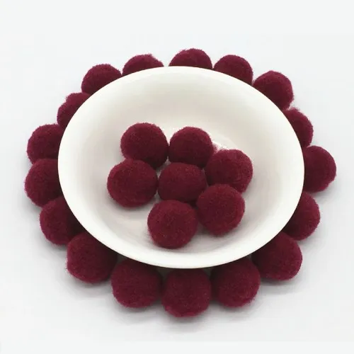 27 Wine red Помпон 8 мм, 10 мм, 15 мм, 20 мм, 25 мм, 30 мм, круглые помпоны, меховые шарики, поделки своими руками, помпоны для детей, свадебная одежда, шитье, домашние украшения - Цвет: 27 Wine red
