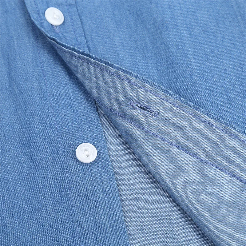 

Mens Long Sleeve Solid Oxford Dress Shirt with Left Chest Pocket High-quality Casual Regular-fit Tops Button Down Shirts S-2XL
