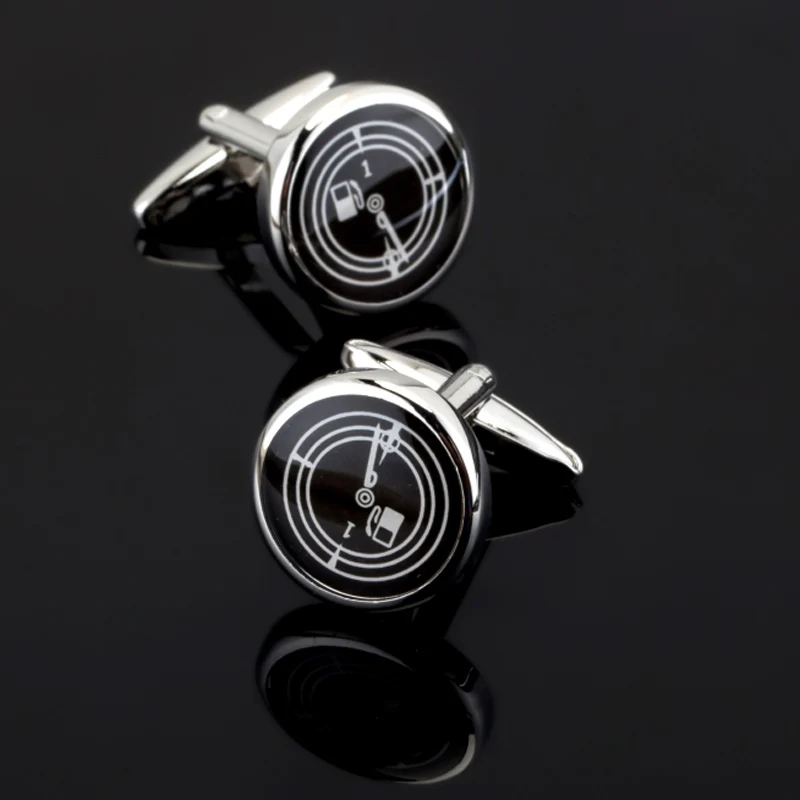 

Free shipping, new fashion men's shirt cuff button black car oil watch cufflinks Exclusive Designer