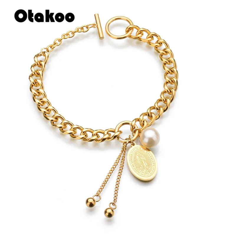 Otakoo религиозный золотой цвет девственница подвеска из нержавеющей стали