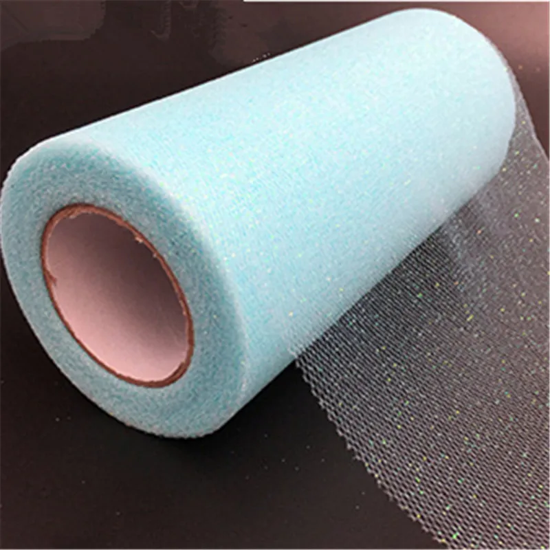 light blue Горячая блестящая Тюлевая ткань 15 см* 22 м детский душ тюль ролл юбка пачка DIY свадебная отделка органзы День Рождения украшения для детей - Цвет: light blue
