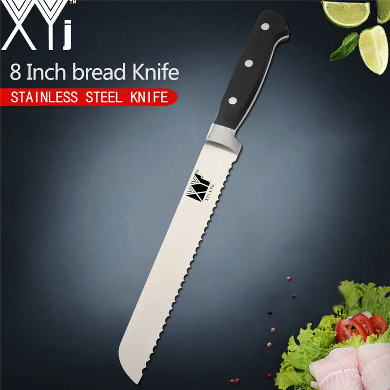 XYj японский инструмент для очистки овощей Santoku для нарезки хлеба шеф-повара из нержавеющей стали кухонный нож с антипригарным лезвием полный Тан инструменты для приготовления пищи - Цвет: 8 inch Bread