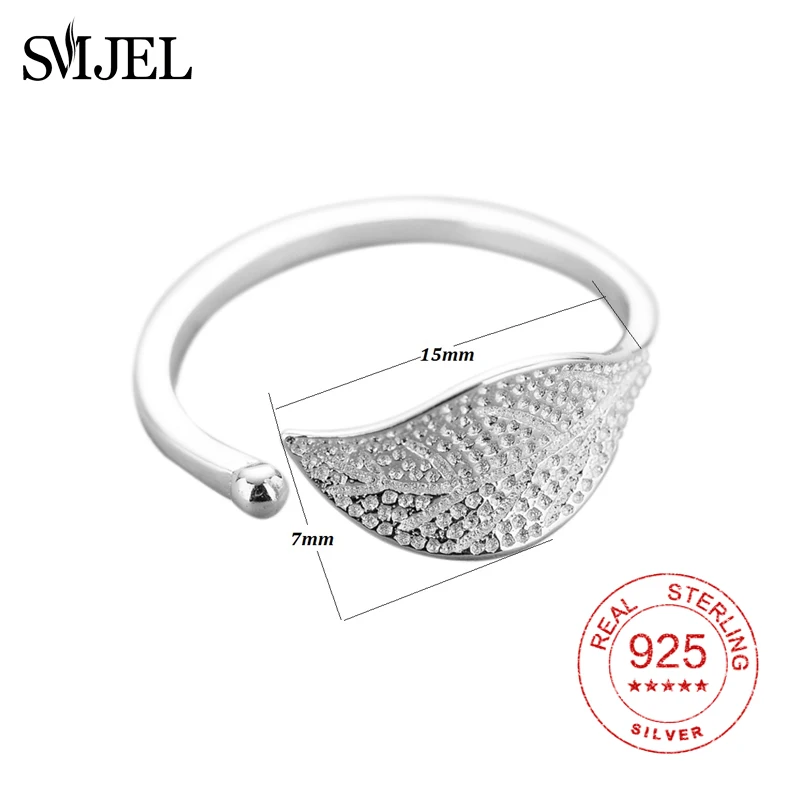 SMJEL из стерлингового серебра пробы, трендовые кольца с открытым листком для женщин, простые кольца в стиле бохо, Женские Ювелирные изделия в стиле бохо, подарок на день рождения