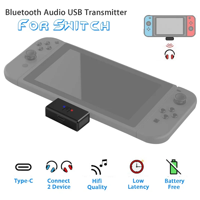 Беспроводной bluetooth-передатчик для ноутбука PS4 NS адаптер наушников аудио TYPE-C USB