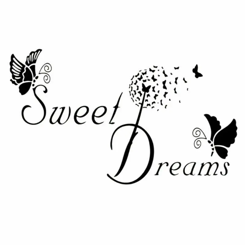 Наклейки на стену с надписью SWEET DREAMS и изображением бабочки|Наклейки стену| |