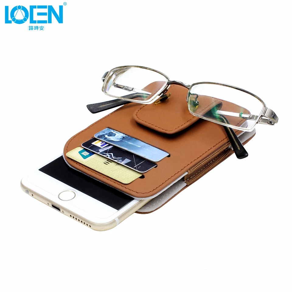 LOEN Car Sun Visor Organizer Auto Interior Accessories Pocket Card Cellphone Sunglasses Holder Storage Pouch | Автомобили и