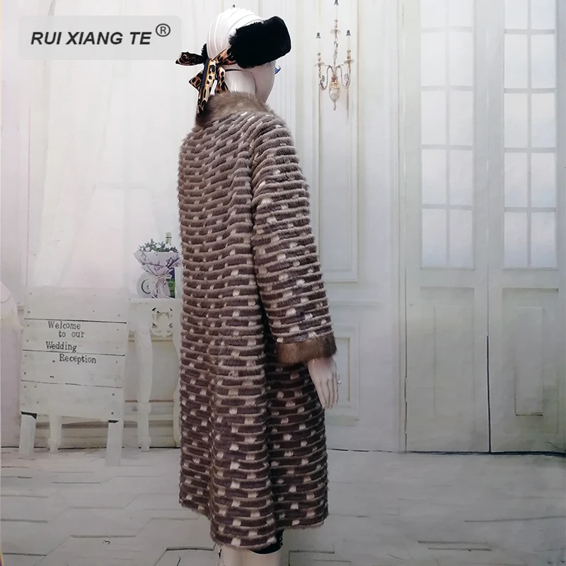 Женская Шуба из натурального меха RuiXiangTe теплая зимняя длинная шуба норки с