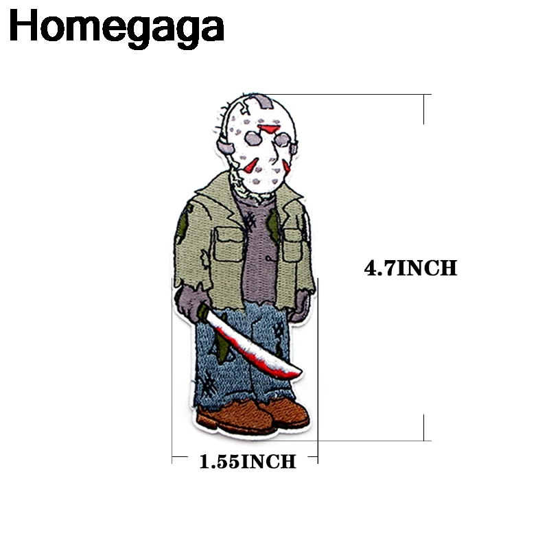 10 шт./лот, Homegaga Friday, 13th, аппликационные заплатки сделай сам, железные на обуви, джинсовая рубашка, одежда, наклейки, вышитые значки D2091