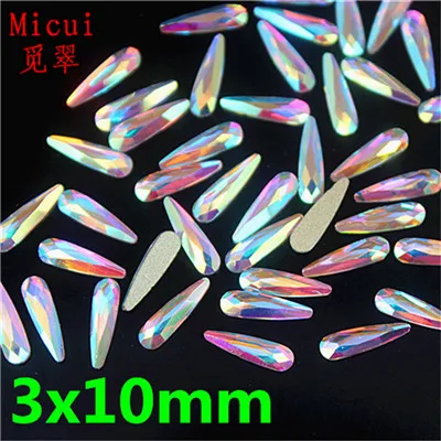 3x10mm Drop Micui 36 шт. несколько форм AB прозрачное стекло Кристалл Плоская задняя сторона клей для страз на не горячей фиксации 3D дизайн ногтей украшения MC15 - Цвет: 3x10mm Drop