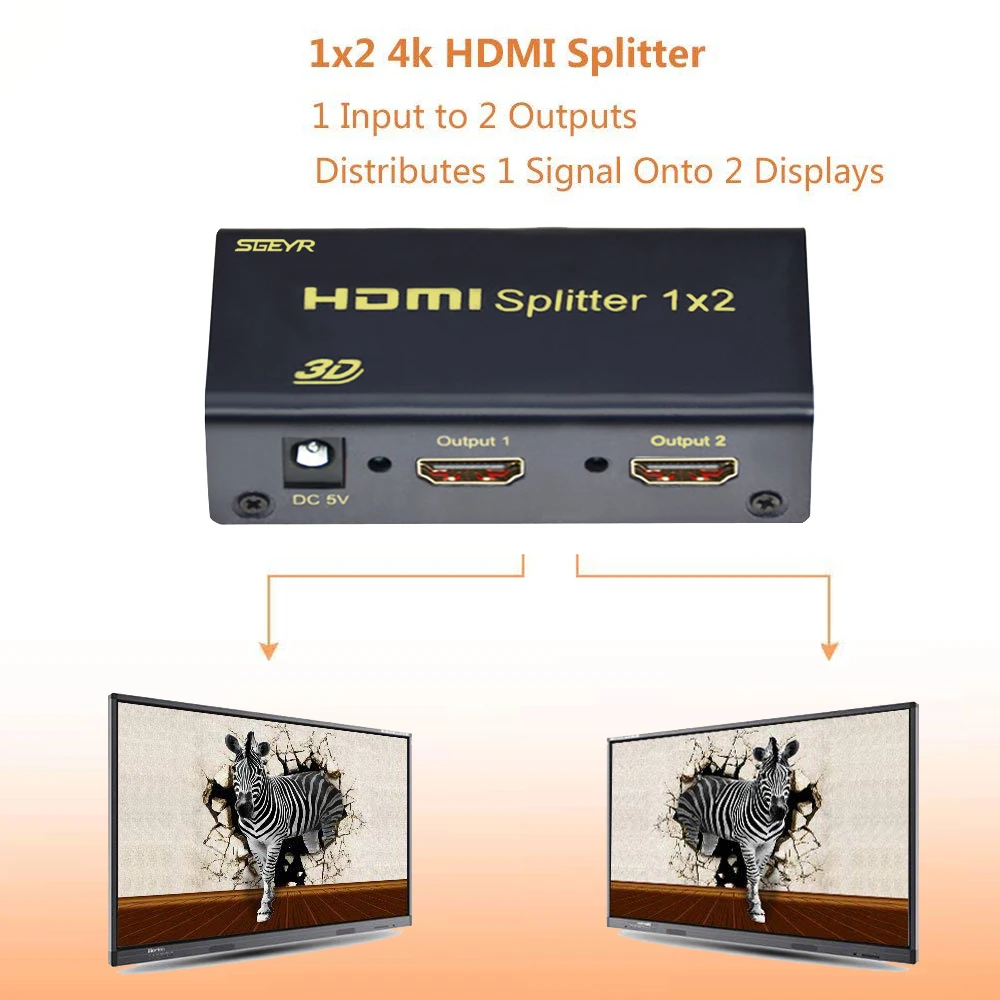 4K 1x2 HDMI 1 4 сплиттер вход 2 выхода SGEYR Divisor x 2K/3840x2160 @ 30 Гц с функцией CEC|1x2 hdmi splitter|hdmi