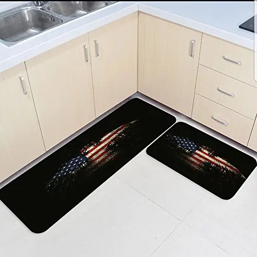 2 шт. Кухня коврики и ковры набор США американский флаг Орел черный дома Deocr Non Skid