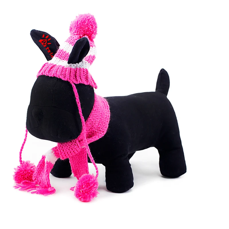 PETCIRCLE в полоску Собака шапка и шарф 2 Цвет Размеры XXS-l собака зимняя Pet Hat scarffor