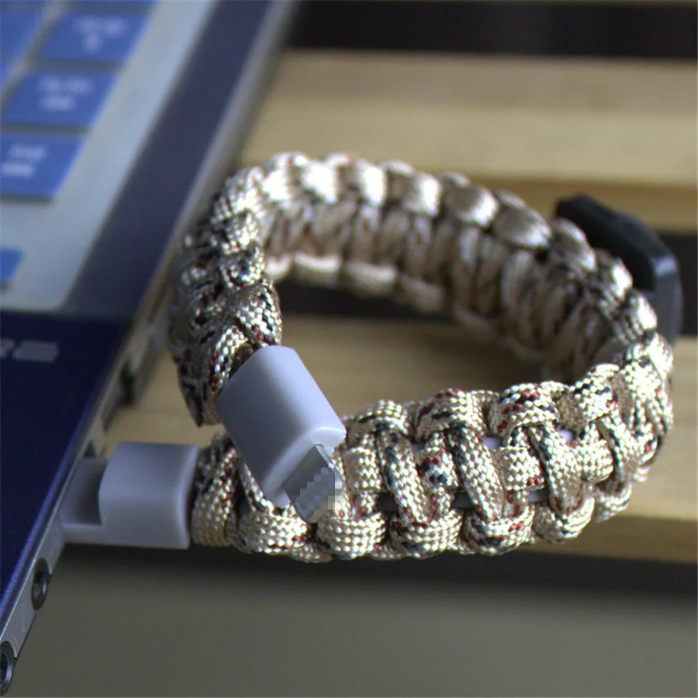 Уличный Micro USB плетеный браслет зарядное устройство кабель для зарядки и передачи