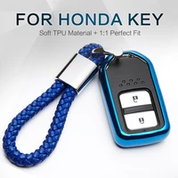 6 colors tpu car styling key case cover for honda civic 2017 2018 jazz city accord 8 fit crv xrv key ring holder accessories