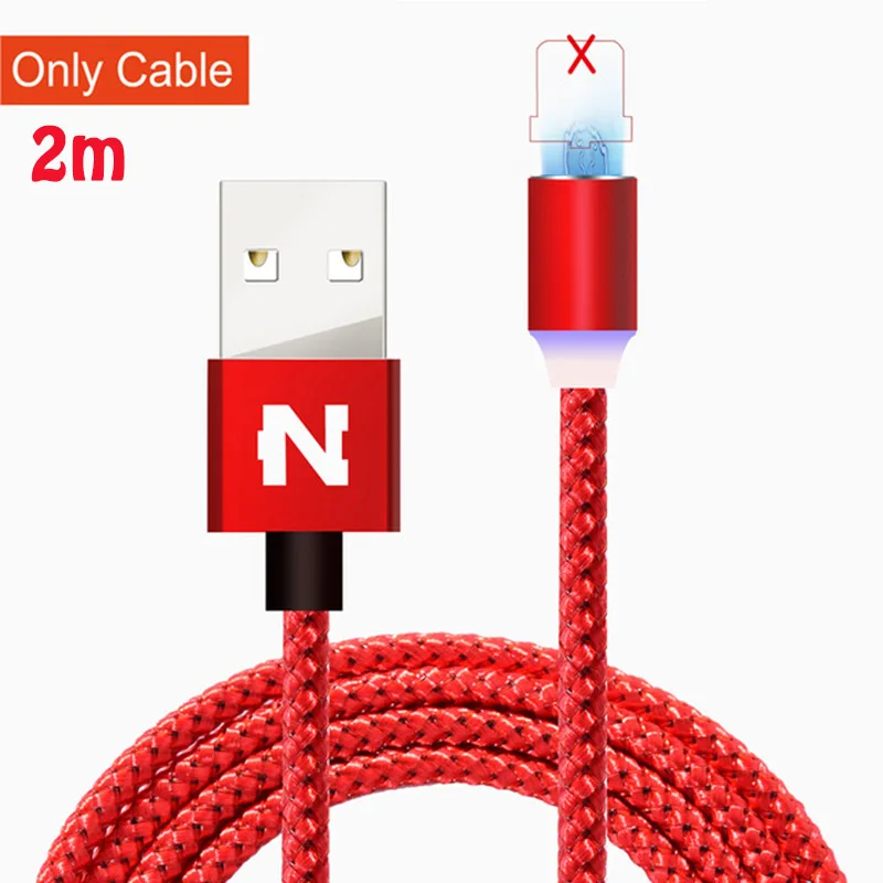 Магнитный зарядный кабель Micro USB для iPhone XR XS Max X, магнитное зарядное устройство usb type C, светодиодный кабель для зарядки, 1, 2 м
