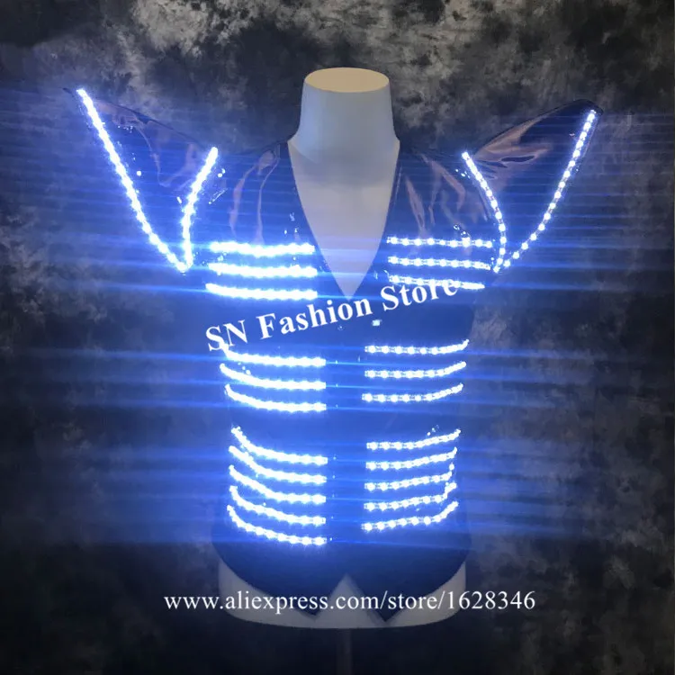 P54 Singer stage dance costumes bar KTV wears led costume luminous light perform dress clothe party glowing vest disco show | Дом и сад