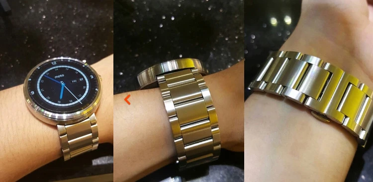 Ремешок из нержавеющей стали для Moto 360 22 мм черный/серебристый ремешок смарт