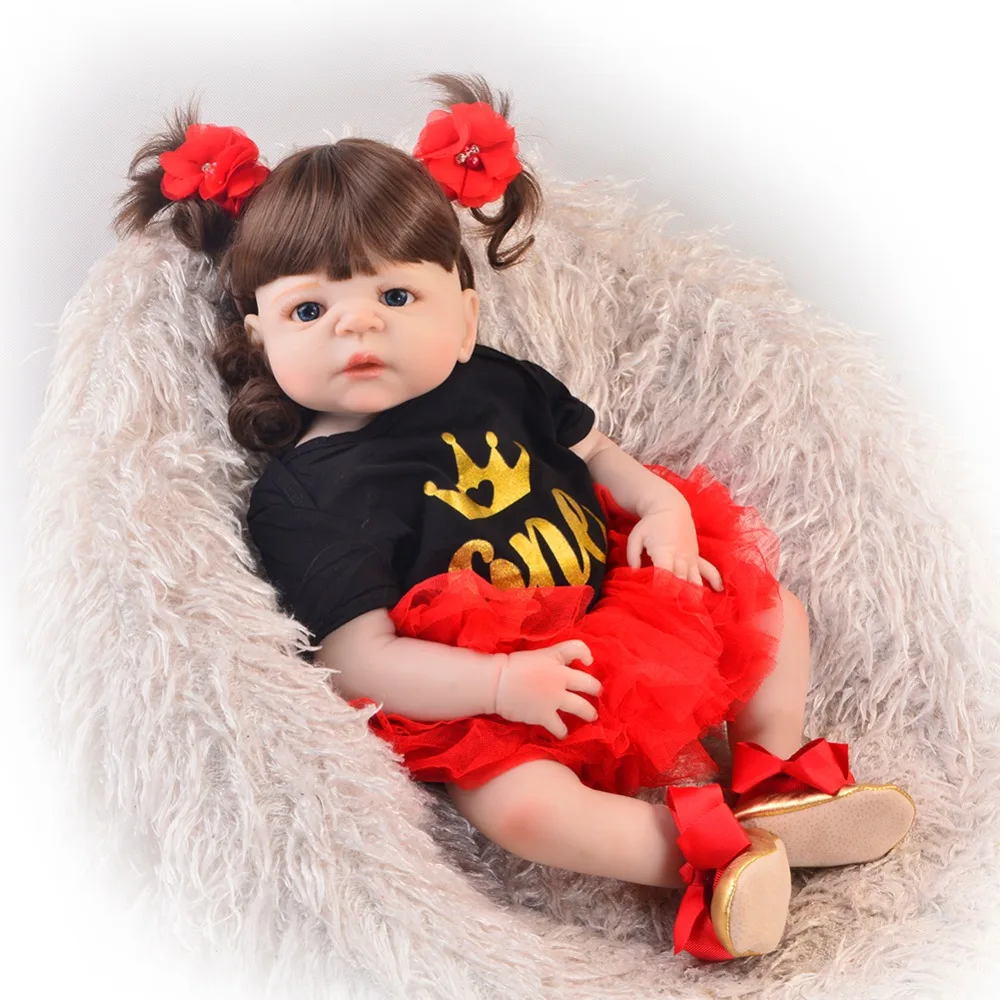 Full silicone reborn baby doll gift 55cm vinyl princess girl real born dolls toys bebe com corpo de menina | Игрушки и хобби