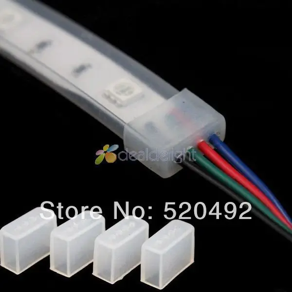100pairs/lot 12mm Silicone End Cap for 10mm 5050 5630 IP67 IP68 RGB LED Tube Strip With 4pin hole