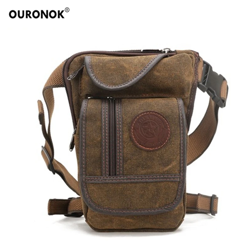 Мужская холщовая поясная сумка OURONOK с ремнем для ног военный пояс езды на
