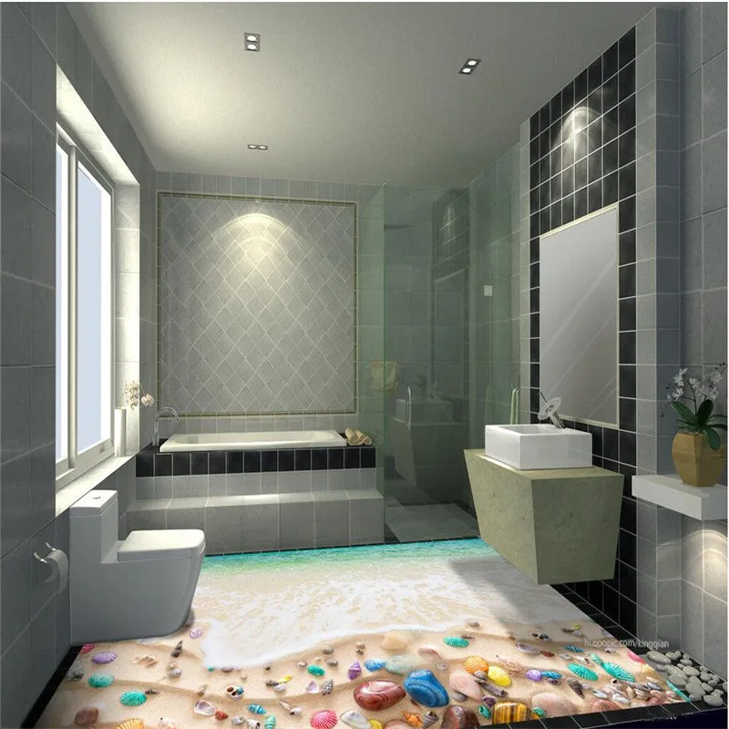 3D пол живопись росписи море пляж цвет морские организмы Нескользящие