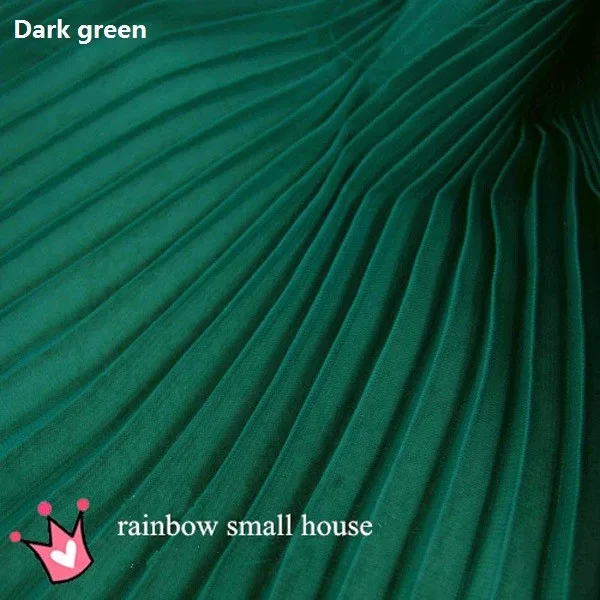 Dark green Новая гофрированная шифоновая кружевная ткань 120D комбинированная Вертикальная плиссированная мнущаяся кружевная шифоновая ткань 150 см ширина 5 метров - Цвет: Dark green