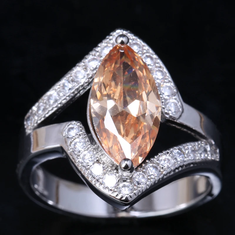 Магия шампанское Морганит Кубического Циркония Камни наложения стерлингового