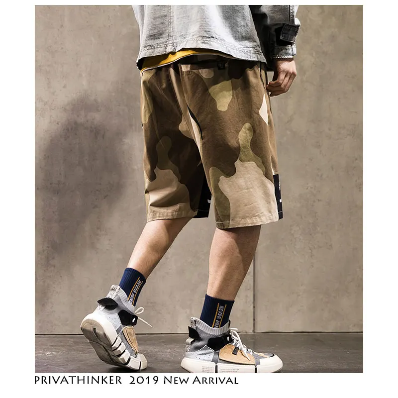 Privathinker камуфляжные мужские шорты Карго 2019 летние лоскутные уличные хип хоп