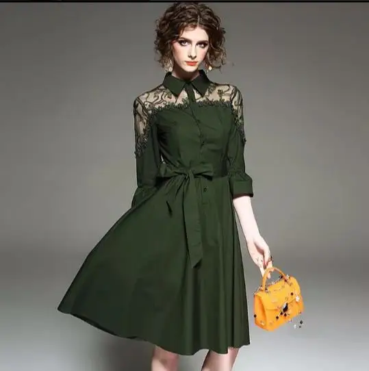 Женское Новое сексуальное Сетчатое платье-рубашка с вышивкой короткое