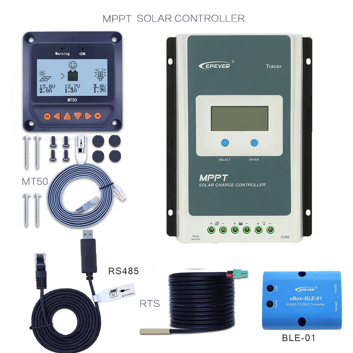 10AN-MT50-RS485-T-B EPEVER 1210AN TracerAN серии MPPT 10A 12 в 130 Вт 24 в 260 Вт Авто лучшая панель солнечных батарей с зарядным устройством с ЖК-дисплеем контроллер солнечной зарядки - Цвет: 10AN-MT50-RS485-T-B