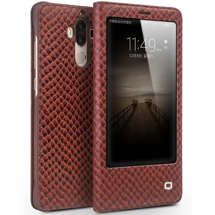 Dragon scale brown Чехол qialino для huawei mate 9/mate 9 Pro Роскошные Натуральная кожа флип-чехол для huawei mate 9/mate 9 pro функция пробуждения сна - Цвет: Dragon scale brown