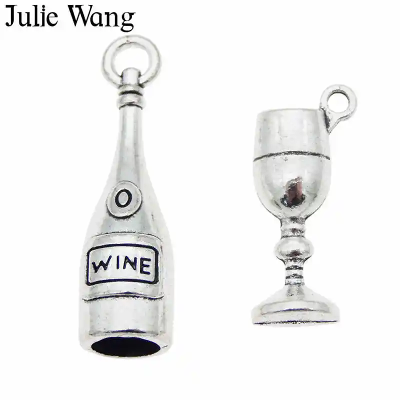Julie Wang 12 шт. подвески в виде винной лампы сплав Античное серебряное покрытие